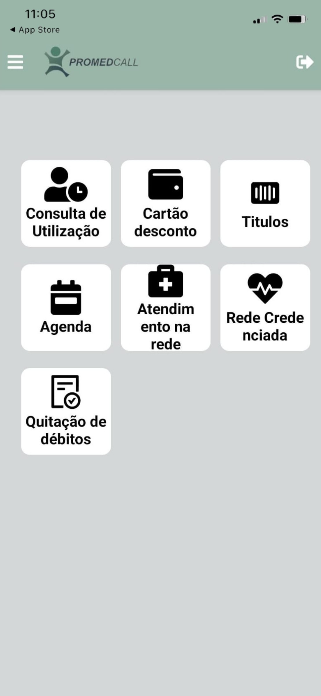 Tela de login do aplicativo Promedcall
